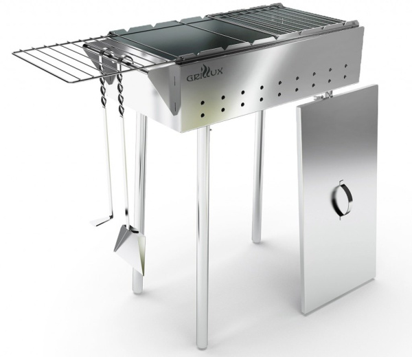 Мангал стационарный с откидными решетками и крышкой  "Praktika B" купить в Екатеринбурге